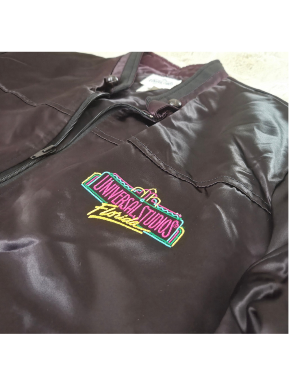 Vintage Universal Studios Florida Satin Bomber Jacket USA Made Medium 90s Y2K
